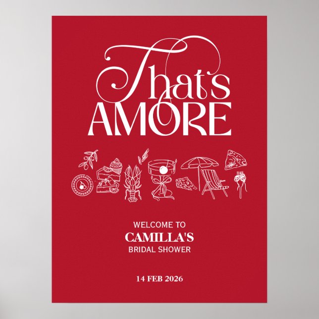 That’s Amore Red hand drawn Bridal Shower Poster (Framsidan)