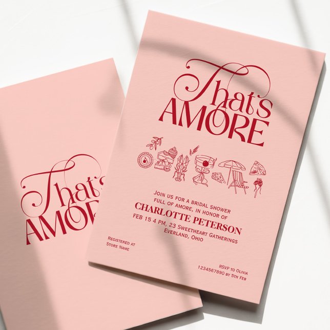 That’s Amore Red soft pink Bridal Shower invite Inbjudningar (Skapare uppladdad)