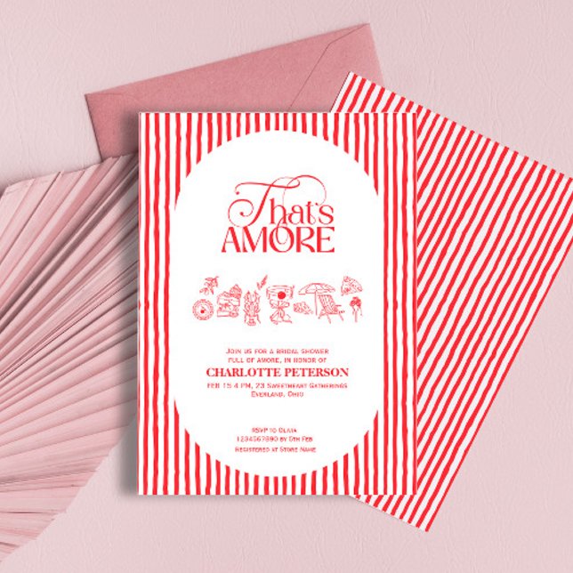 That’s Amore Red stripes Bridal Shower invite Inbjudningar (Skapare uppladdad)
