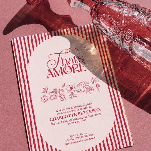 That’s Amore Red stripes Bridal Shower invite Inbjudningar (Skapare uppladdad)