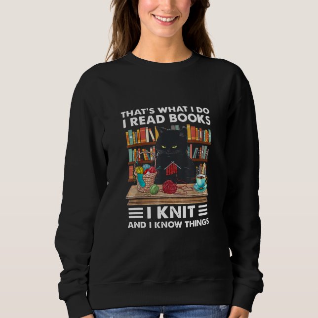 That What I Do I Read Books I Knit Funny Cat Knitt T Shirt (Framsida)