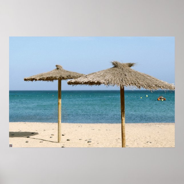 Thatch Beach Umbrellas Poster (Framsidan)