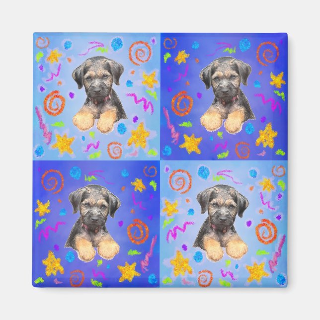 Thatch Puppy Patchwork Mönster Magnet (Framsidan)