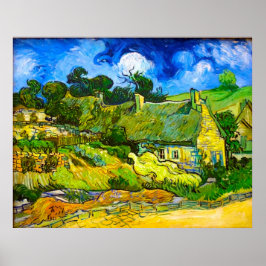 Thatched Cottages i Cordeville (van Gogh) Poster