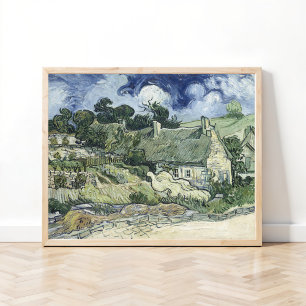 Thatched Cottages i Cordeville, Vincent van Gogh Poster