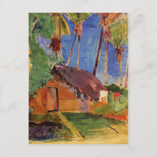 "Thatched Hut Under Handflatan - Paul Gauguin Vykort