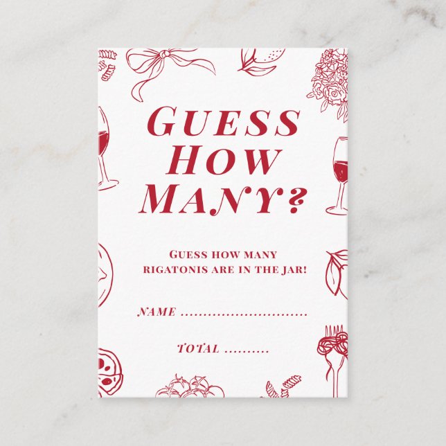 That's Amore Bridal Shower Guess how many Game  Tilläggskort (Framsida)