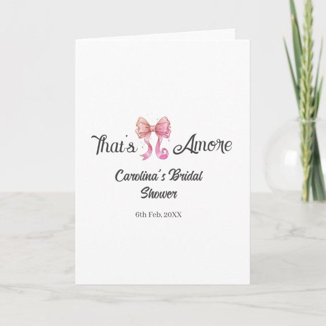 that's amore bridal shower pink retro bow boho nam kort (Framsida)