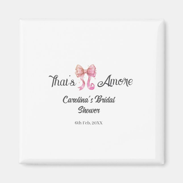 that's amore bridal shower pink retro bow boho nam magnet (Framsidan)