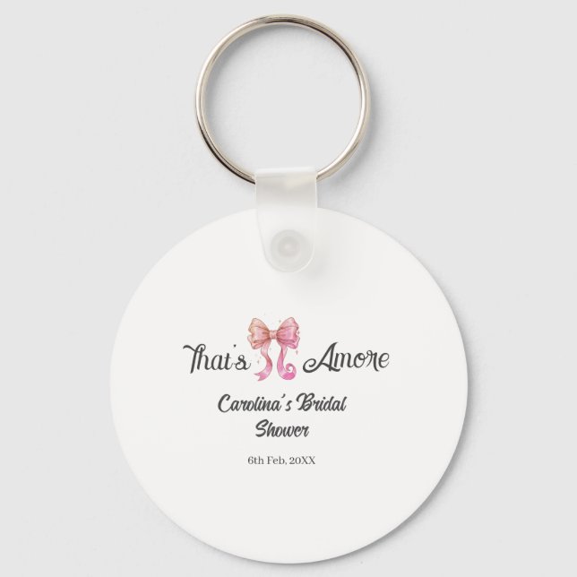 that's amore bridal shower pink retro bow boho nam nyckelring (Framsida)