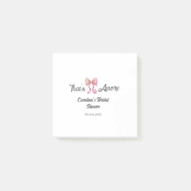 that's amore bridal shower pink retro bow boho nam post-it block (Framsida)