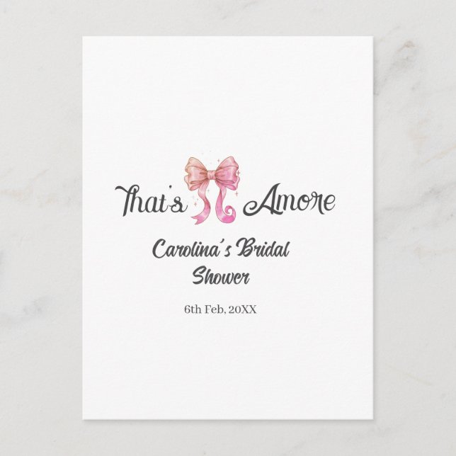 that's amore bridal shower pink retro bow boho nam vykort (Framsida)