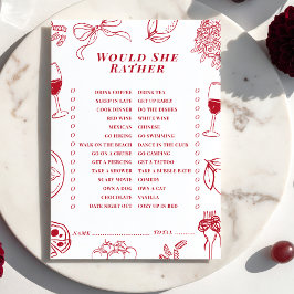 That's Amore Bridal Shower Would She Rather Game  Anteckningskort