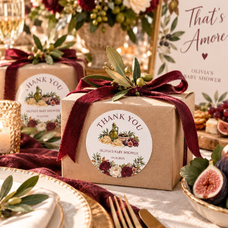 That's Amore Burgundy Fik Italiensk Bröllopsdusch Runt Klistermärke