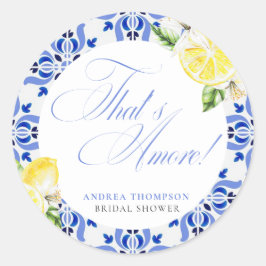 That's Amore Citron Italiensk Blå Kakel Bröllopsfe Runt Klistermärke