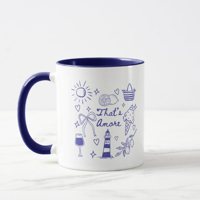 That's Amore Cute Blue Coquette Bow Italian Summer Mugg (Vänster)