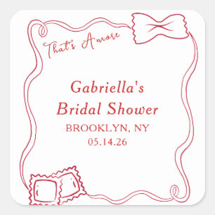 That's Amore Handritad Pasta Italien Bröllopsdusch Fyrkantigt Klistermärke