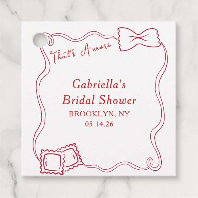 That's Amore Handritad Pasta Italien Bröllopsdusch Gåvor Etiketter (Framsida)