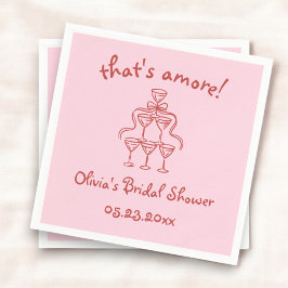 That's Amore! Handritad Rosa Bröllopsdusch Pappersservett