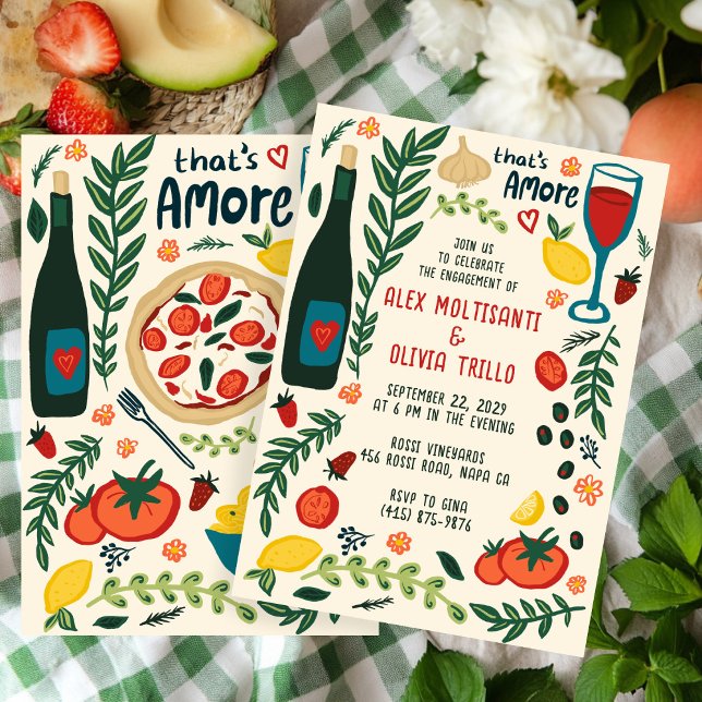 That's Amore Italian Food CUSTOM Engagement Party Inbjudningar (That's Amore Italian Food CUSTOM Engagement Party Invitation
)