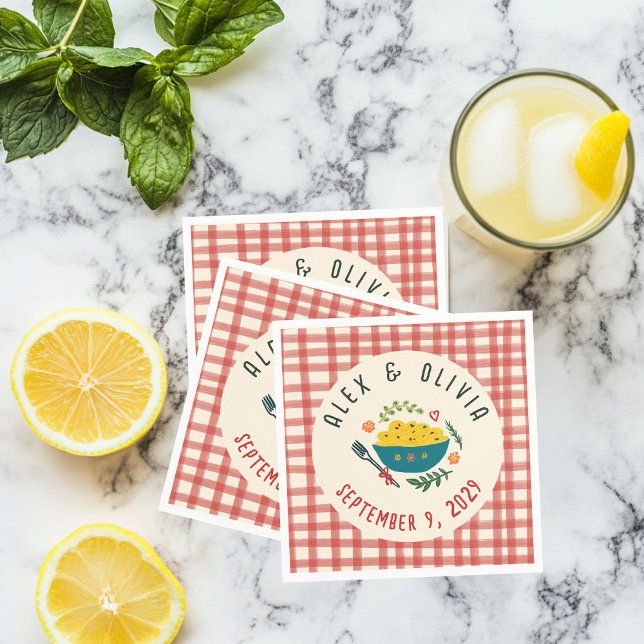 That's Amore Italian Food CUSTOM Plaid Wedding  Pappersservett (That's Amore Italian Food CUSTOM Plaid Wedding Napkins
)