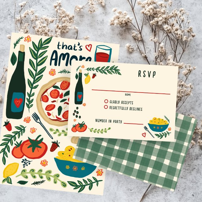 That's Amore Italian Food CUSTOM Wedding  OSA Kort (That's Amore Italian Food CUSTOM Wedding RSVP Enclosure Card
)