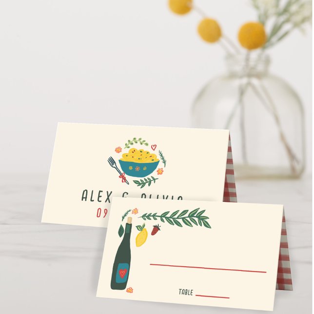 That's Amore Italian Food CUSTOM Wedding  Placeringskort (That's Amore Italian Food CUSTOM Wedding Place Card
)