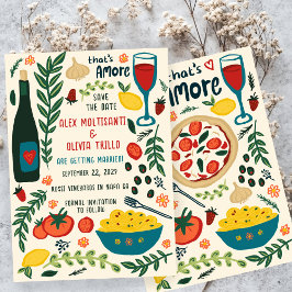 That's Amore Italian Food SAVE THE DATE Engagement Inbjudningar
