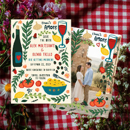 That's Amore Italian Food SAVE THE DATE Engagement Inbjudningar