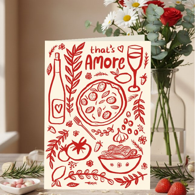 That's Amore Italian Food Valentine Love Whimsical Kort (That's Amore Italian Food Valentine Love Whimsical Valentines Day Galentines Day Card
)