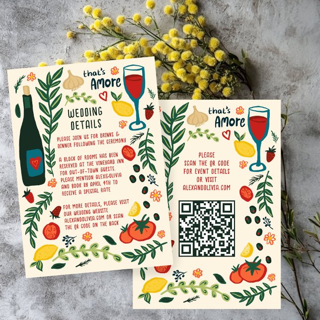 That's Amore Italian Food Wedding QR code Details Tilläggskort (That's Amore Italian Food Wedding QR code Details Enclosure Card
)
