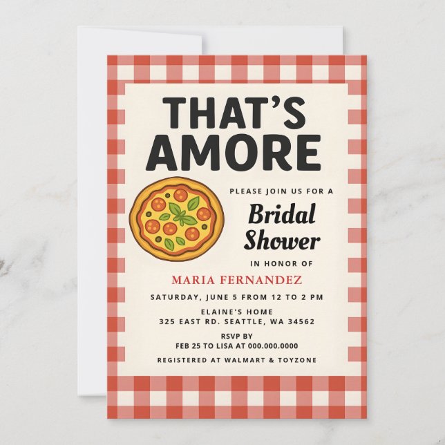 Thats Amore Italiana Pizza Party Möhippa Inbjudningar (Framsida)