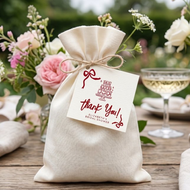 That's Amore Italiensk Bröllopsdusch Gåvor Etiketter (That's Amore Red and White Hand Drawn Favor Tag)