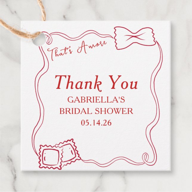 That's Amore Italiensk Bröllopsfest Tack Gåvor Etiketter (Framsida)