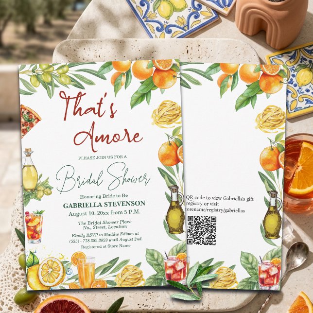 That's Amore Italiensk Cocktail QR-kod Bröllop Inbjudningar (Skapare uppladdad)