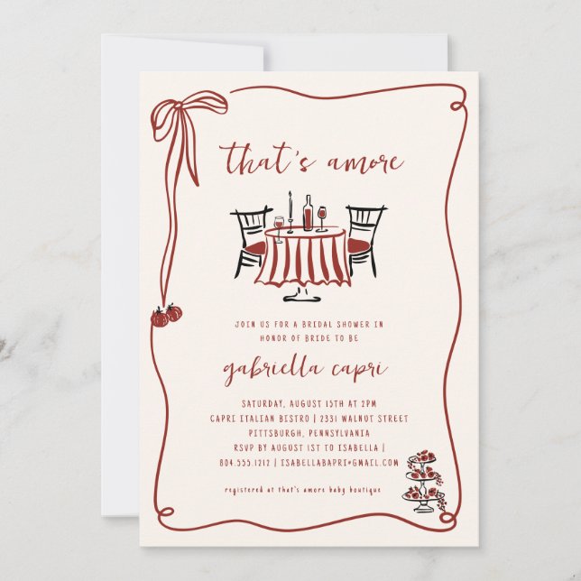 That's Amore italiensk doodle bröllopsdusch-inbjud Inbjudningar (Framsida)