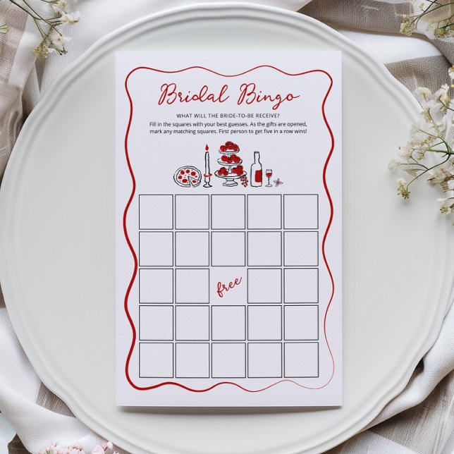 Thats Amore italiensk röd bröllopsdusch Bingo spel (Skapare uppladdad)