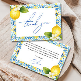That's Amore Italienska Citron Blå Kakel Bröllopsd Tack Kort