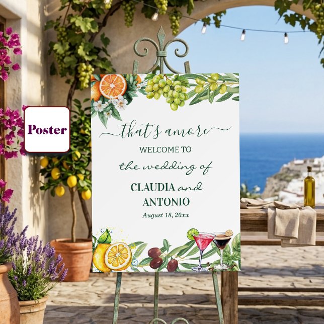 That's Amore Italienska Citrus Bröllops Hälsning Poster (Skapare uppladdad)