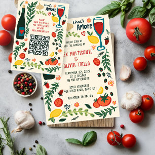 That's Amore Italienska Mat Anpassad Bröllops QR-k Tilläggskort