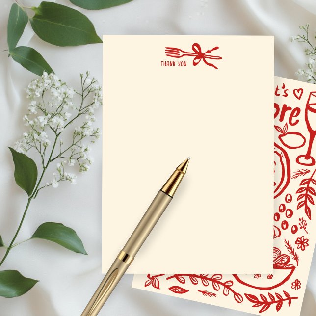 That's Amore Italienska Mat Anpassad Bröllopsdusch Tack Kort (That's Amore Italian Food Hand-drawn Doodle CUSTOM Bridal SHower Thank You Note Card
)