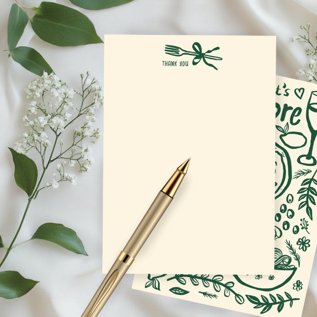 That's Amore Italienska Mat Anpassad Bröllopsdusch Tack Kort (That's Amore Italian Food Hand-drawn Doodle CUSTOM Bridal SHower Thank You Note Card
)