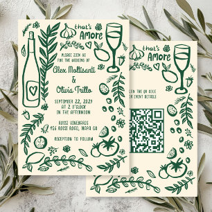 That's Amore Italienska Mat Anpassad QR Bröllopsfe Inbjudningar