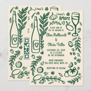 That's Amore Italienska Mat Anpassad QR Bröllopsfe Inbjudningar