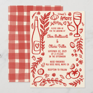 That's Amore Italienska Mat SKRÄDDARSYDD Bröllopsf Inbjudningar