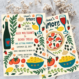 That's Amore Italienska Mat Spara Datum Förlovning Inbjudningar