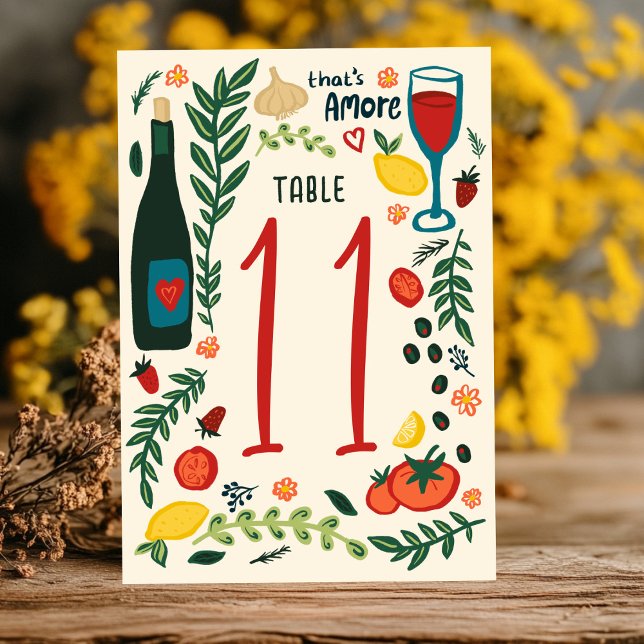 That's Amore Italienska Maten Charming ANPASSAD Br Bordsnummer (That's Amore Italian Food Charming CUSTOM Wedding Table Number
)