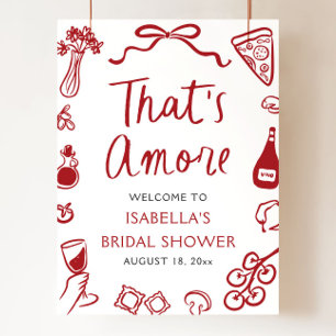 That's Amore Italienska Röda Bröllopsdusch Välkomm Poster