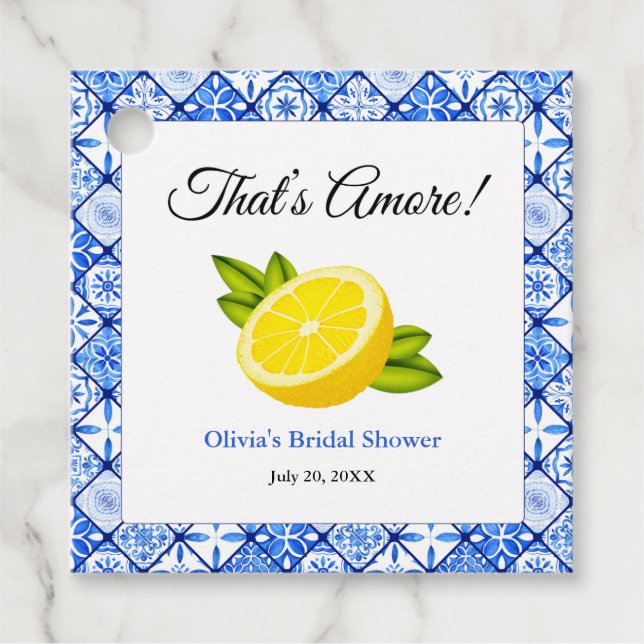 That's Amore | Medelhavet Citron Bröllopsfest Gåvor Etiketter (Framsida)