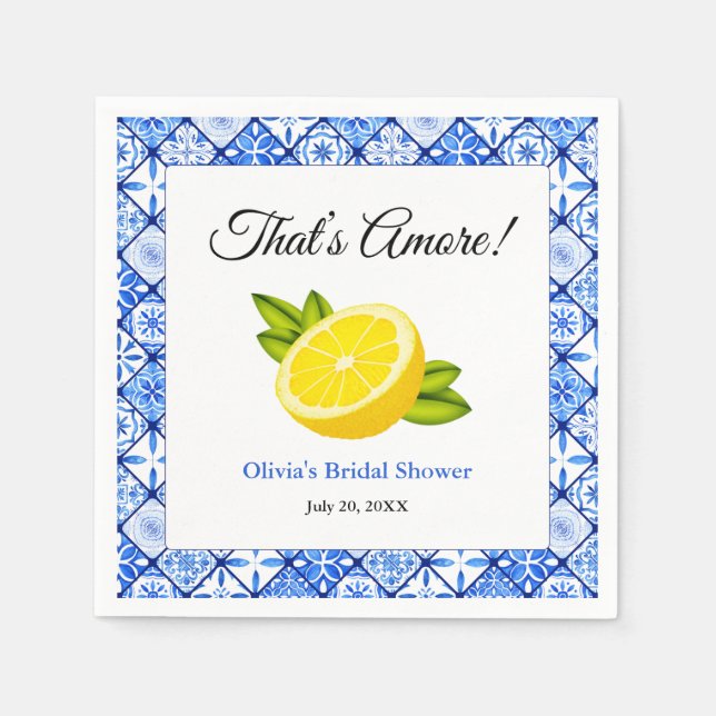 That's Amore | Mediterran Citron Bröllopsdusch Pappersservett (Framsidan)